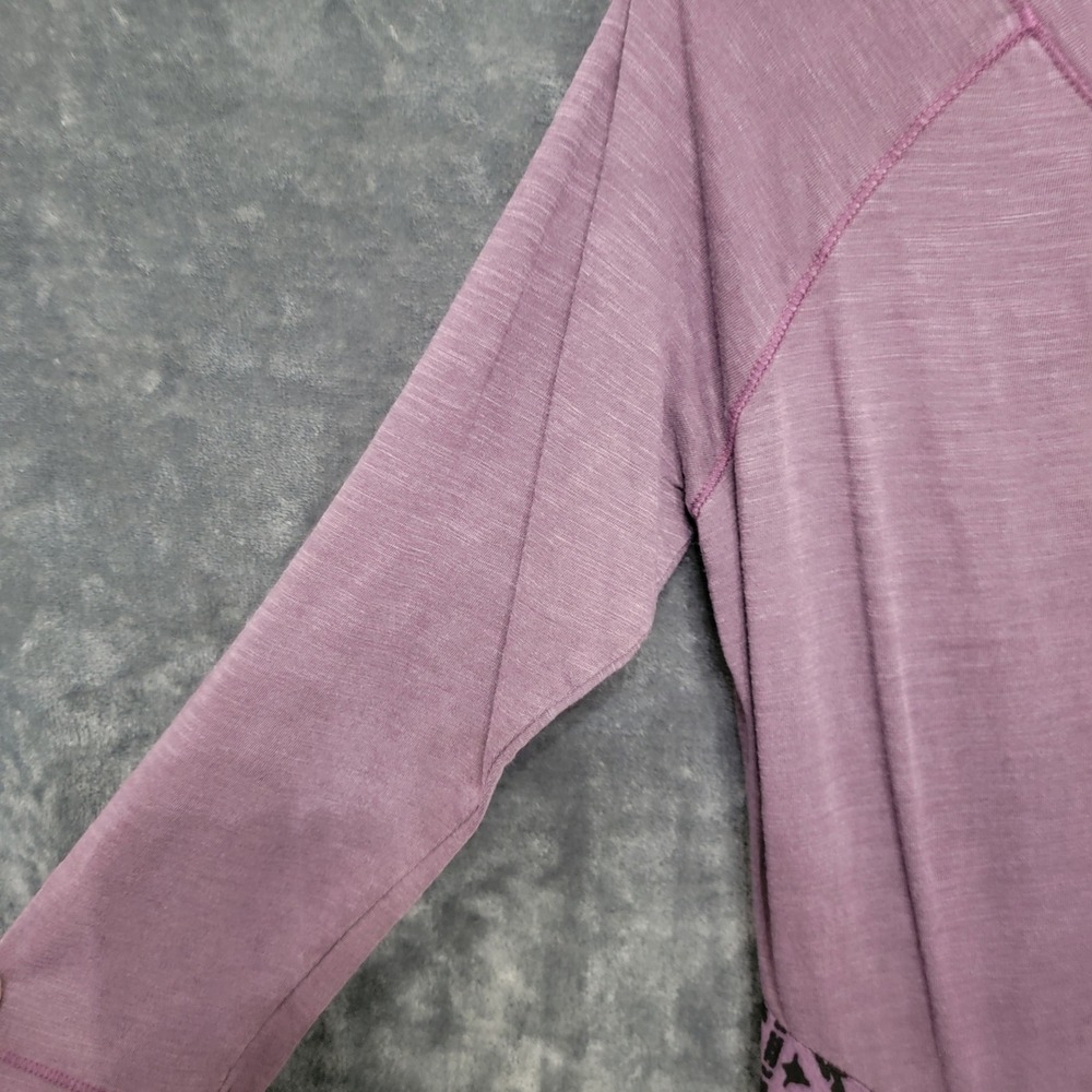 Indigo Thread Co Tunic Women Medium Purple Henley‎ Sharkbite Boho - Picture 2 of 12